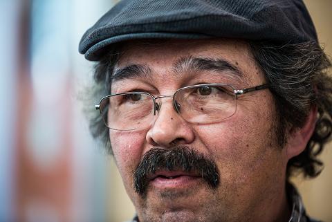 Akaik fisherman Sammy Jackson, cited this summer for fishing for king salmon during a closure, speaks out against over-regulation of subsistence hunting and fishing, at the Alaska federation of Natives conference. October 18, 2012. Photo: Loren Holmes. Alaska Dispatch. 