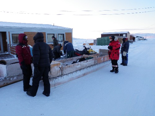 The ‘Eye on the Arctic’ team and local hunters leave for day-long seal hunt