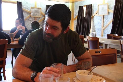 Tom Smithengale enjoying a hearty lunch at the Canadian Forces Station Alert. Photo Levon Sevunts