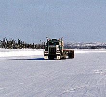 The Tibbitt-Contwoyto winter road connects four diamond mines in the Northwest Territories and Nunavut and is the longest winter road in the Northwest Territories. It is projected to lose 17 per cent of its operating season between 2008 and 2020. Bob Green/Associated Press