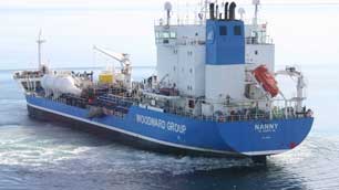 The Woodward's Oil Ltd. tanker MV Nanny has been stuck since Sept. 1 in a sand and mud shoal in the Northwest Passsage, near the western Nunavut community of Gjoa Haven. (Canadian Coast Guard)