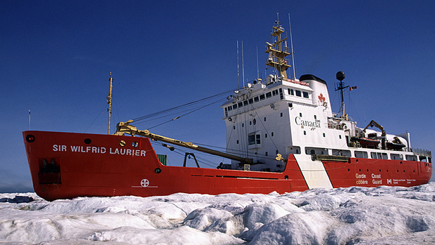 The icebreaker Sir Wilfrid Laurier is one of six Canadian Coast Guard vessels in the Arctic this summer. (Courtesy Canadian Coast Guard)
