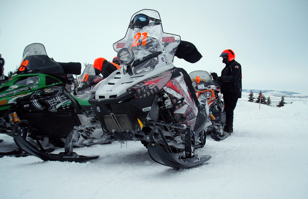 Iron Dog snowmachines on Big Lake. Courtesy: Anthoni K sr., Flickr. Alaska Dispatch.