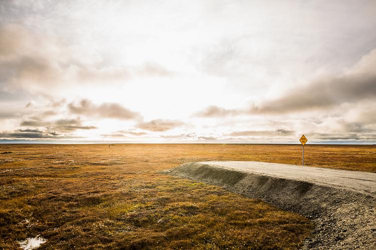 A new subdivision on the outskirts of Kaktovik looks into the Arctic National Wildlife Refuge's 1002 coastal plain. September 10, 2012. Photo: Loren Holmes