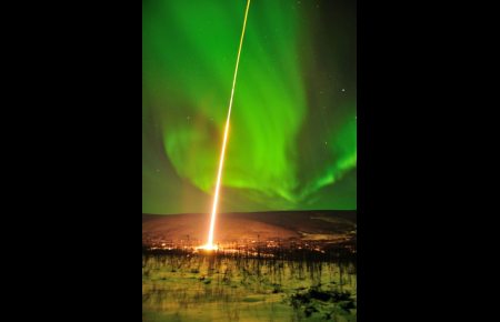 A NASA-funded collaborative research team launched a rocket Feb. 18 from Alaska's Poker Flat Research Range to collect data from the heart of the aurora some 202 miles above Earth.Photo: Mark Conde, University of Alaska Fairbanks. Alaska Dispatch.