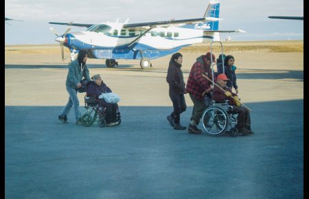 Residents of Kwethluk arrive at the Bethel airport on May 13, 2012. Photo: George Coyle, State of Alaska. Alaska Dispatch