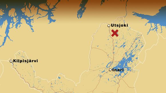 The accident occurred on the border between the municipalities of Utsjoki and Inari. Image: Yle Uutisgrafiikka  