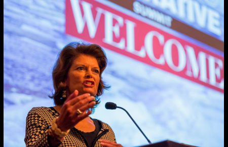 U.S. Senator Lisa Murkowski speaks at the Arctic Imperative Summit. August 25, 2012 Photo: Loren Holmes. Alaska Dispatch. 