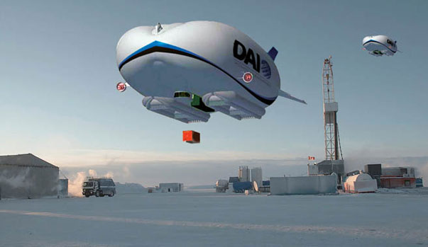 Yellowknife-based Discovery Air wants a fleet of airships to supply the North. They'll be built for a Discovery subsidiary by the British firm Hybrid Air Vehicles. Photo Discovery Air, Hybrid Air Vehicles.
