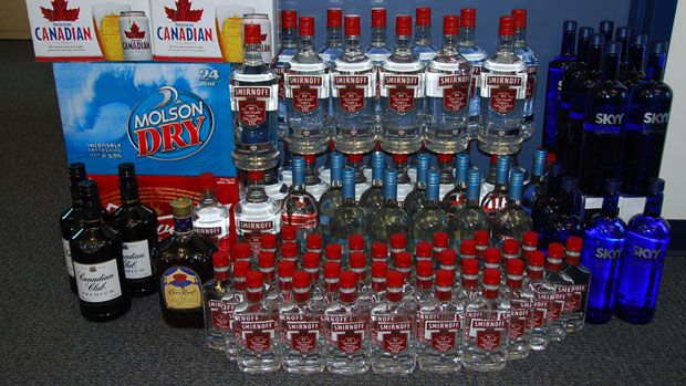 RCMP in Iqaluit seized 92 bottles of liquor and 72 cans of beer in raids in the city in April. Nunavut's liquor act task force is recommending changes to the act aimed at reducing bootlegging. (RCMP)