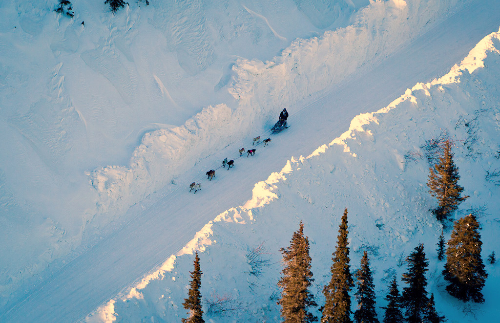 Ramey Smyth leaving Elim on Monday, March 12, 2012. Photo: Loren Holmes. Alaska Dispatch. 