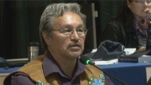 Tlicho Grand Chief Eddie Erasmus will sign the devolution agreement-in-principle at a ceremony in Behchoko, N.W.T., on March 8. (CBC)