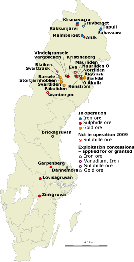 Mines in Sweden. (c) Geological Survey of Sweden