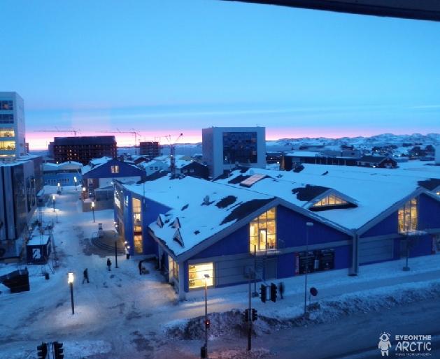 Downtown Nuuk, Greenland's capital city, in March 2010. Photo: Eilís Quinn. 