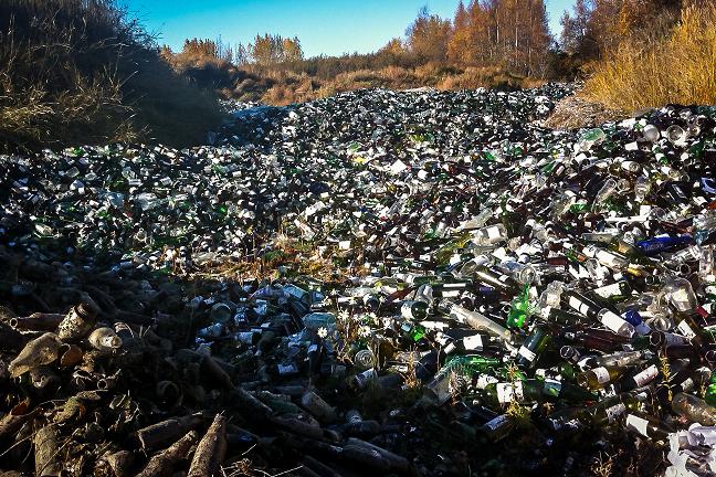 Fields of glass stockpiled at the Anchorage regional composting facility at Point Woronzof. Photo: Amanda Coyne. Alaska Dispatch. 