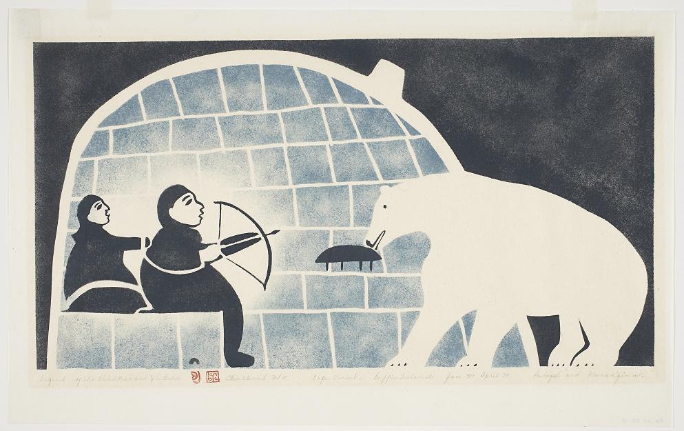 Legend of the Blind Man and the Bear by Joseph Pootoogook (1959). Image courtesy of Dorset Fine Arts. CLICK TO VIEW FULL IMAGE