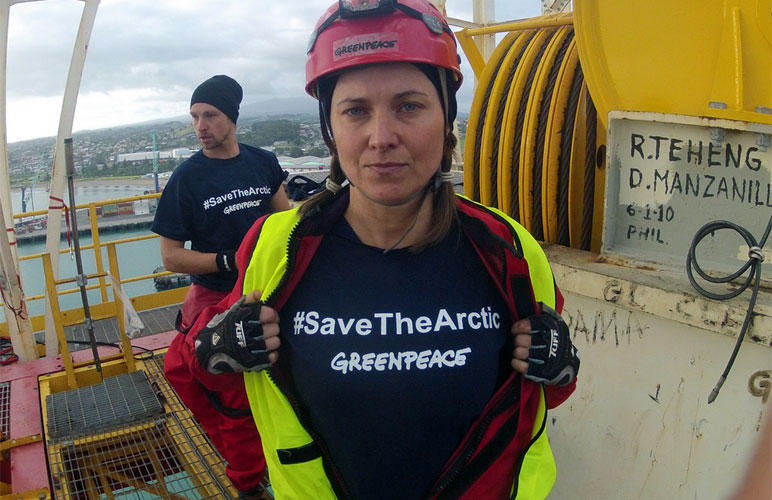 'Xena' star Luch Lawless wants to stop shell's Arctic drilling plans. Photo: Greenpeace New Zealand