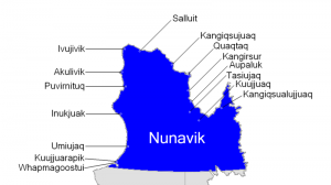Map of Nunavik communities. Photo courtesy Wikimedia commons. Licensed under Creative Commons - Share Alike License.