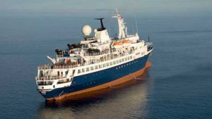 The MV Clipper Adventurer cruise ship is shown in this Canadian Coast Guard photo from Aug. 29, 2010, the day when the ship's passengers were rescued. Photo Canadian Coast Guard, Canadian Press.