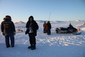 Inuit hunters take a short break. Photo by Levon Sevunts.