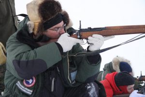 Canadian Rangers practice shooting their rifles. Photo by Levon Sevunts.