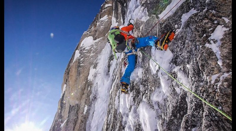 David Lama climbs up the Moose's Tooth in the first ascent of "Bird of Prey." April 13, 2013 (Dani Arnold / Red Bull / Alaska Dispatch)