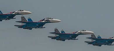 Russian Su-27 bombers took part in the exercise. (Philippe Lopez/Scanpix/Radio Sweden)