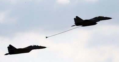 MiG-35d military planes perform in Moscow, on August 16, 2011. A new Swedish report highlights concerns about Russia's political direction. (Dmitry Kostyukov / AFP PHOTO)