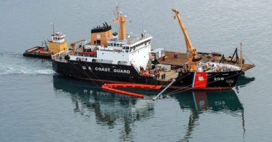 Coast Guard Cutter Sycamore crewmembers test the vessel's Spilled Oil Recovery System (SORS) near Barrow, Alaska. July 31, 2012. (Kelly Parker / USCG)