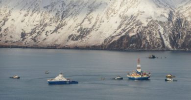 Blunders during the 2012 drilling season, including permitting and technical issues with the Noble Discoverer drillship and the grounding of the Kulluk conical drilling unit, led Shell to halt its 2013 drilling season. (Courtesy Shell)