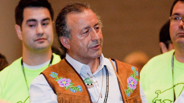 Bill Erasmus speaks at the Assembly of First Nations election in July 2012. Erasmus signed a statement on behalf of Canada's Dene Nation calling for an end to Arctic offshore drilling and a pause in northern energy projects unless local aboriginals consent. (The Canadian Press)