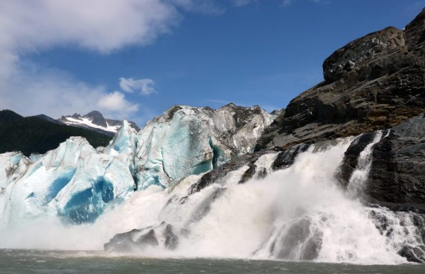 Outflow of Mendenhall Glacier dumps into the Gulf of Alaska. (Aron Stubbins / Skidaway Institute of Oceanograph / Alaska Dispatch)