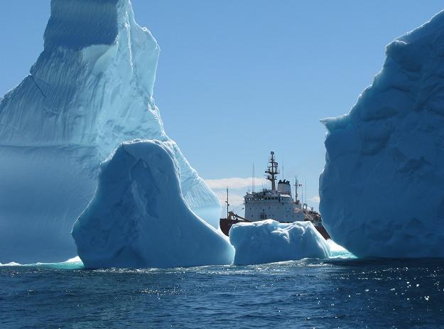 An iceberg cluster surrounds the Canadian Coast Guard Ship Ann Harvey on Saturday, June 8, 2013 about 60 nautical miles east of Makkovik, Labrador. The coast guard says the largest iceberg cluster it has seen in recent years is drifting south off Labrador near the Strait of Belle Isle. (Canadian Coast Guard / The Canadian Press)