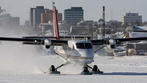 King Air's medevac planes are not able to land in Trout Lake, Nahanni Butte or Jean Marie River because their runways are not long enough. Instead, they must equip Twin Otter planes for those communities. (King Air / CBC)