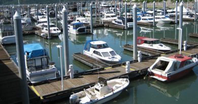 The pleasure craft harbour at Skagway, Alaska, where many Yukoners moor their boats. Photo courtesy of Erin Deacon, CBC.ca)