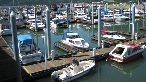 The pleasure craft harbour at Skagway, Alaska, where many Yukoners moor their boats. Photo courtesy of Erin Deacon, CBC.ca)