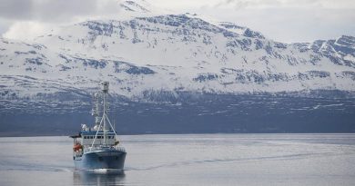 A boat off the coast of Tromso, Norway, the location of the Arctic Frontiers conference. (Saul Loeb / AFP)