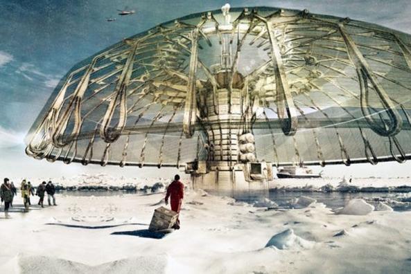 An American architect has won first place in a design journal’s competition for a building plan that’s intended to reverse the melting of Arctic ice caps. This summer, so far, the region's ice extant is declining at a near-average rate. (Derek Pirozzi design courtesy Evolo, Alaska Dispatch)