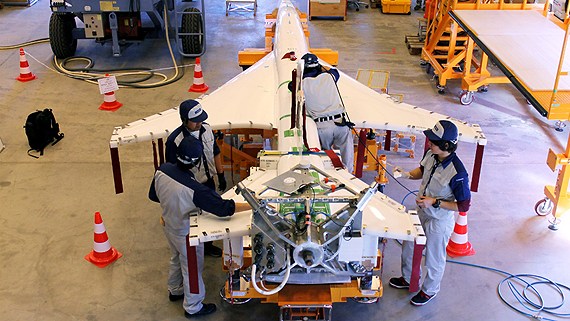 One of the test drones. (Alexander Linder / Sveriges Radio)