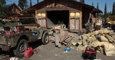 A cabin stripped of its insulation following the devastating flood in Galena, June 20, 2013. (Laurel Andrews / Alaska Dispatch)