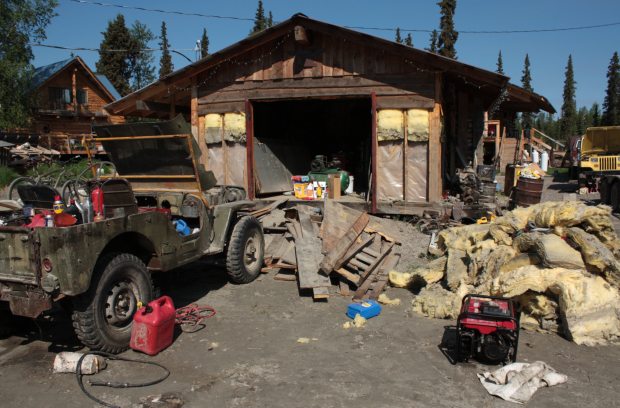 A cabin stripped of its insulation following the devastating flood in Galena, June 20, 2013. (Laurel Andrews / Alaska Dispatch)