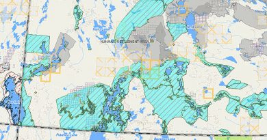 Some of the land parcels in question (in blue) border Manitoba and Saskatchewan. (Aboriginal Affairs and Northern Development Canada)