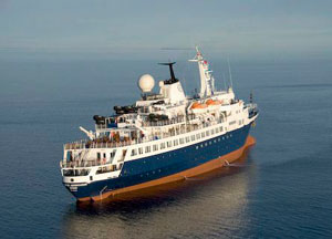 The Clipper Adventurer cruise ship is shown in this Canadian Coast Guard handout from Aug. 29, 2010. Cruise ship passengers were stranded in the Arctic for almost two days when the ship hit a rock shelf. Passengers were later rescued by the Canadian Coast Guard. (THE CANADIAN PRESS/Canadian Coast Guard)