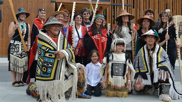 Traditionally woven robes worn during the recent Aboriginal Day celebration at the Kwanlin Dun Cultural Centre in Whitehorse, Yukon. (CBC)