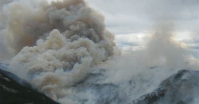 This photo, taken July 2, shows the blaze near Wrigley. Fire officials have been fighting the blaze for over a week now. (NWT Department of Environment and Natural Resources)