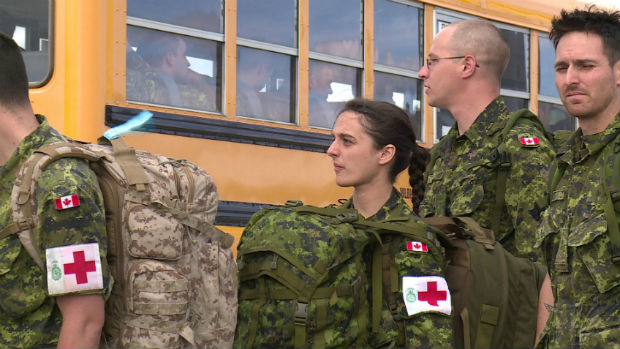 200 soliders from Quebec arrived in Whitehorse on Sunday for Operation Nanook, an annual northern military exercise. (Dave Croft/CBC)