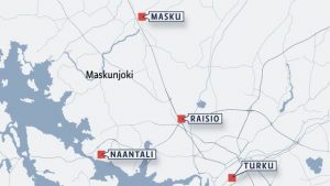 Following a sewage leak, the condition of the Maskunjoki River in Southwestern Finland is unknown. (Yle uutisgrafiikka)