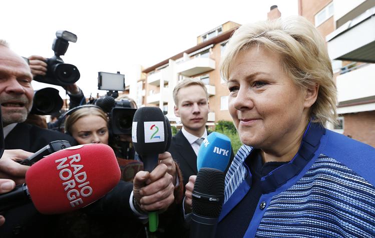 Erna Solberg led her Conservative Party to victory in the September 9, 2013 vote alongside three other centre-right parties, putting an end to eight years of centre-left rule. (Lise Aserud / NTB scanpix / AFP)