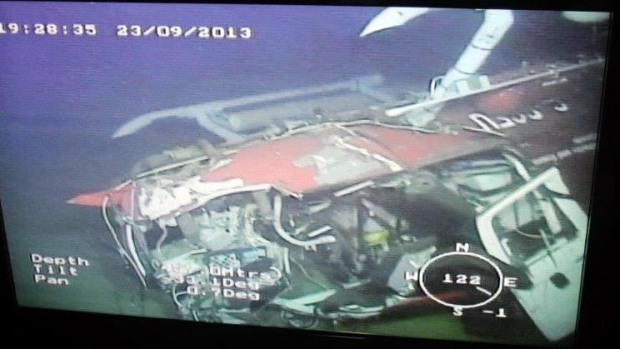 The Transportation Safety Board released this image of the Amundsen's helicopter, which was discovered on the ocean floor. The Transportation Safety Board released this image of the Amundsen's helicopter, which was discovered on the ocean floor. (Transportation Safety Board)