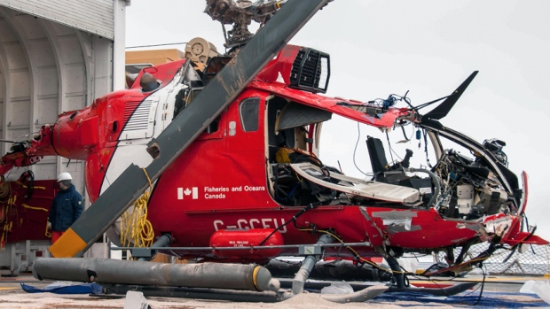 The TSB has recovered the wreckage of the helicopter that crashed into the Arctic Ocean earlier this month. (Transportation Safety Board)